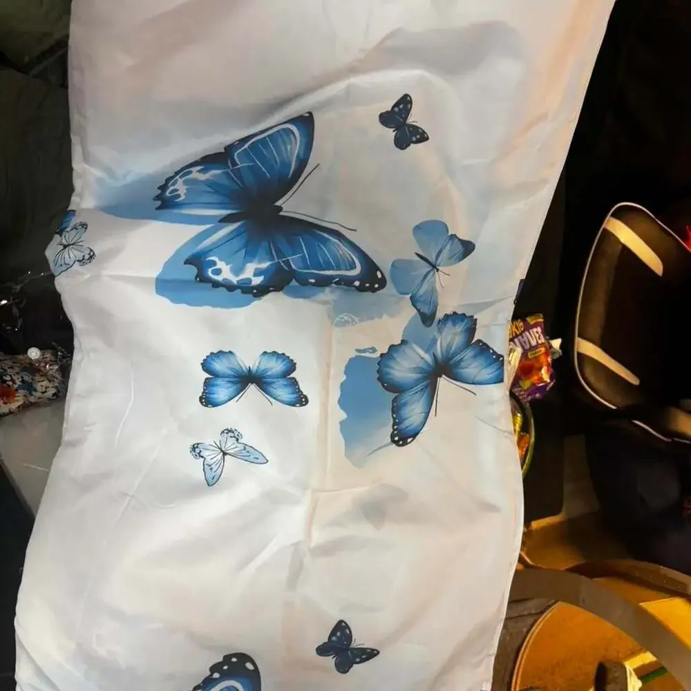 Blue Butterfly Bed Sheet Set 4-Piece Queen Bedding